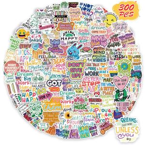 300PCS Motivational Sticker, Inspirational Words Stickers for Teens Adults Students Teacher Employees Vinyl Encouraging Positive Affirmation Stickers for Water Bottles Laptop Decals Scrapbook Journal