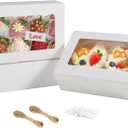 LINSHRY 25 Pcs White Cookie Boxes with Window, 9x6.3x3inch Bakery Boxes for Gift Giving, Holiday and Birthday Party Treat Boxes for chocolate strawberries, Dessert, Donuts, Pastries