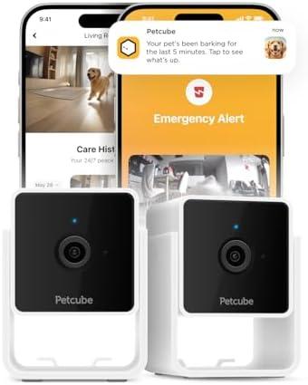 Petcube Cam The Pack of 2 | Indoor Wi-Fi Pet Security Camera with Phone App, 2-Way Audio and Video, Night Vision, 1080p HD Video and Smart Alerts