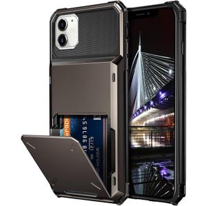 Vofolen Case for iPhone 11 Case Wallet 4-Card Holder ID Slot Flip Door Hidden Pocket Anti-Scratch Dual Layer Hybrid TPU Bumper Armor Protective Hard Shell Back Cover for iPhone 11 6.1 inch Gun Metal