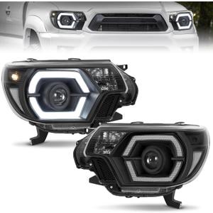ELH LED Projector DRL Headlight Assembly Fit for 12-15 Tacoma (Black/Clear)