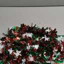 Mega-Loopolis Christmas Snowflake Tinsel Garland, 26.25Ft Red Silver Green with Snowflake Chunky Glittery Holiday Hanging Tinsel Decorations for Christmas Wedding Birthday Party Supplies Home Decor