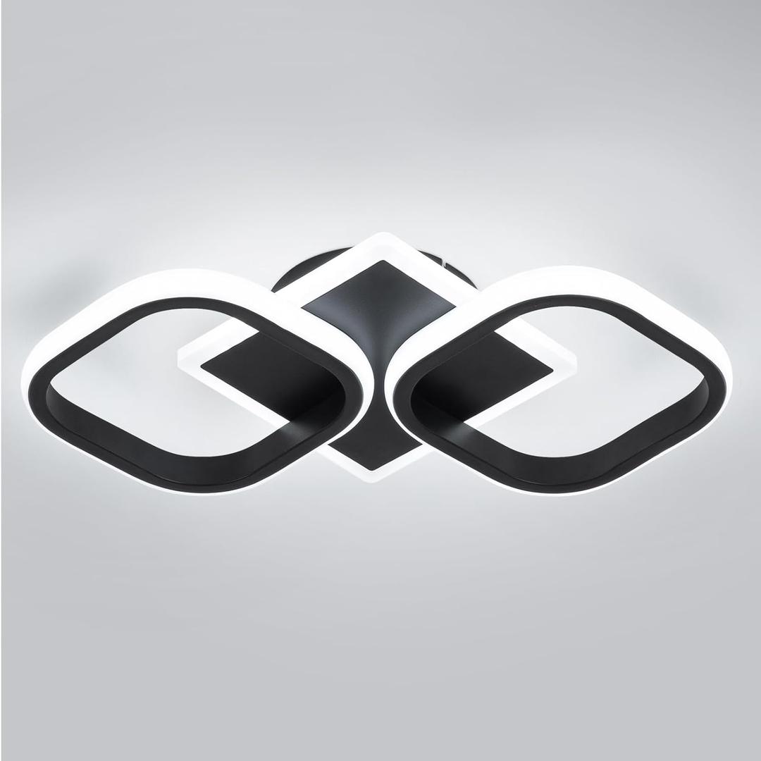 ElDISUNY Modern LED Ceiling Lights, 30W Black Square Ceiling Lights Fixture for Kitchen,Close to Ceiling Lights for Hallway Bedroom Dining Room -30w Cool White Light 6000K (1 Pack)