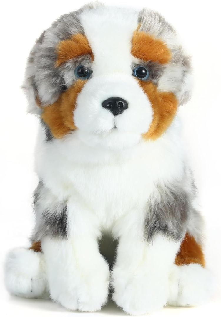 TAMMYFLYFLY Pugsly Pug Plush Stuffed Animal Puppy Dog, 12 inches (Australian Shepherd)