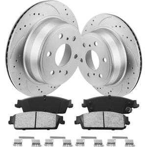 Brake Pads and Rotors Kit Rear Automotive Replacement Brake Kits Compatible with 2007-2013 Chevrolet Silverado 1500, Brakes and Rotors 55133 D1194-8312 Brake Kit Geomet 344.7mm13.6in