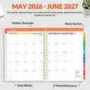 SUNEE Teacher Planner 2026-2027 Academic Year, Lite Lesson Planner Book with 7 Periods Jul 2026 - Jun 2027, 8.5"x11" Daily Weekly and Monthly Organizers, Plan Book with Pocket, Tabs, Floral Stripes