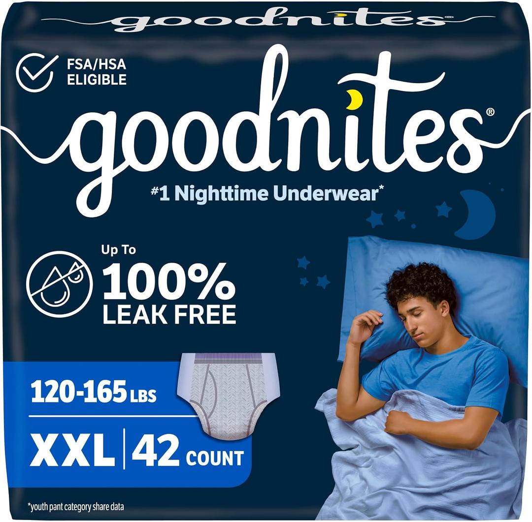 GoodNites Boys Nighttime Underwear, Size XXL, 42 Ct, 2 Packs of 21