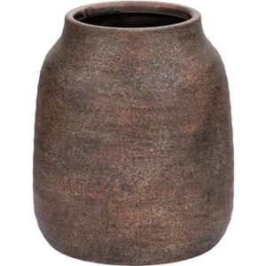 Briful Rustic Ceramic Vase 7 Tall  Handcrafted Vintage Pottery Flower Vase with Distressed White-Wash Finish  Farmhouse Decorative Accent for Table, Shelf, Mantel (Not Watertight), Brown