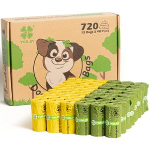 Dog Poop Bags Rolls, 720 Pet Waste Bags, 100% Leak Proof Extra Thick and Strong Corn Starch Blend