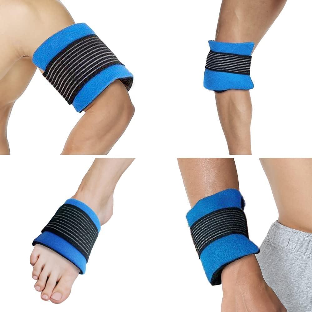 Reusable Ice Gel Pack for Injuries, Soft Cold Pack Ice Wrap Hot Cold Compress Alleviate Inflammation Joint Pain Muscle Soreness, Flexible & Adjustable for Shoulder Elbow Foot Ankle Knee Wrist Leg Neck (9.8" X 4.3" - 1 Ice Pack & Wrap)