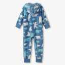 Kids Blue Polar Bears Hooded Fleece Jumpsuit
 Size 2