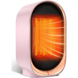 Space Heater, Portable Heater for Indoor Use, Small Electric Heaters with Overheat & Tip-Over Protection, Mini Desk Heaters for Office Bedroom Bathroom, Compact & Efficient Heating, Pink