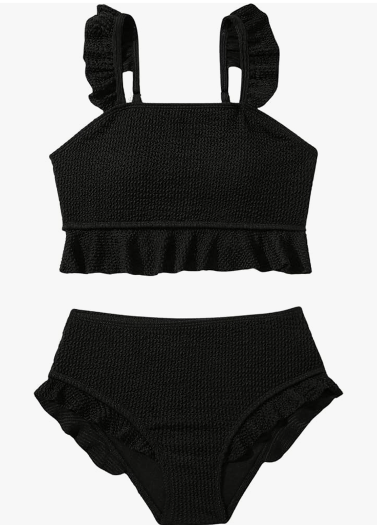 Floerns Girl's 2 Piece Bathing Suit Ruffle Trim Summer Bikini Swimsuit 11-12