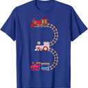 3rd Birthday Train Railroad Themed Fun 3 Years Old Boy Train T-Shirt (Blue, 3T)