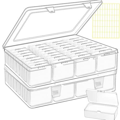 FEDESERN 74pcs Bead storage containers, bead organizer boxes and craft storage boxes for bracelet making DIY jewelry craft nails, bracelets, jewelry, diamonds, clay beads, screws 2.5x1.7x0.8Inch