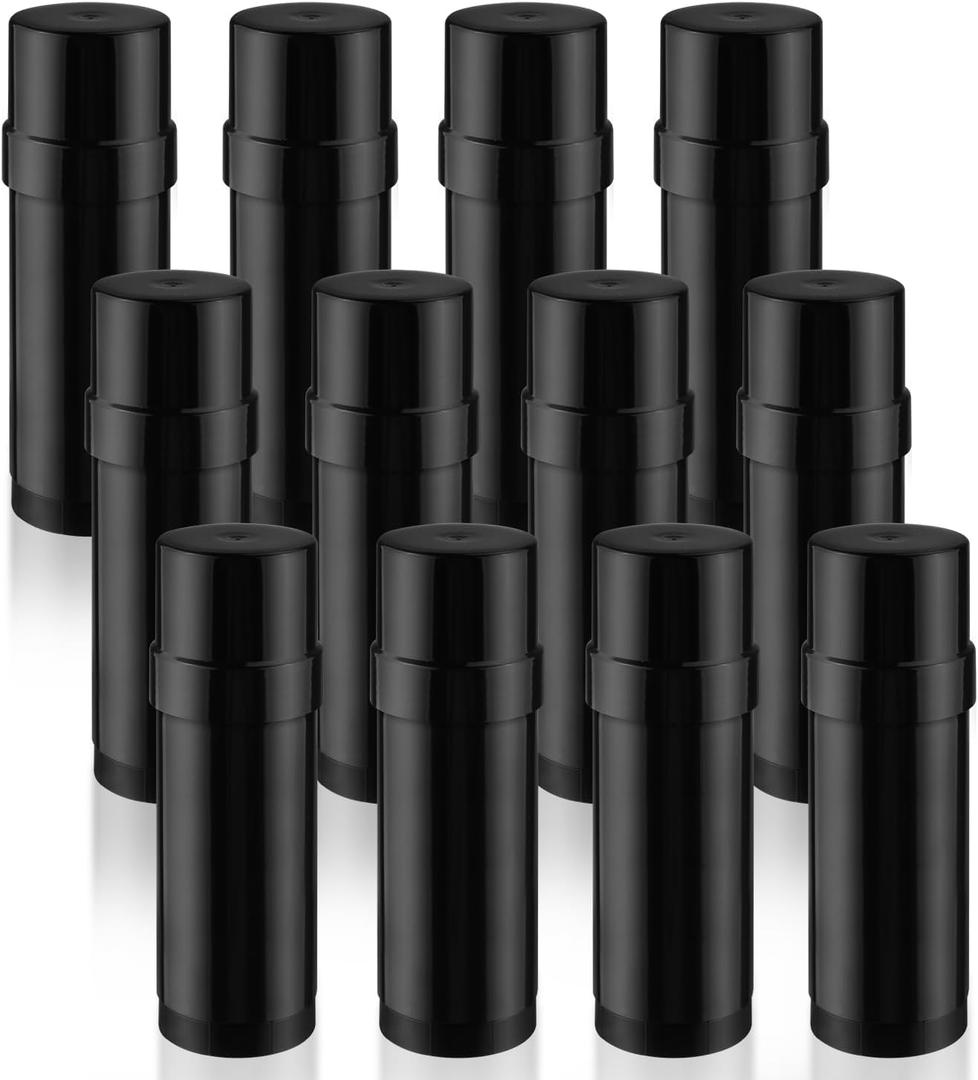 12 Pcs 60ml/2oz Deodorant Containers Plastic Twist Up Filling Bottle Deodorant Holder Stick for Crayon Chapstick Sunscreen Lotion Bar - Black