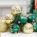 Christmas Tree Decoration Ball Set - 20 Pieces of shatterproof Multi-Colored Christmas Tree Decorations, 2.36 inches Hanging Balls, Festive Party use (Golden+Green)
