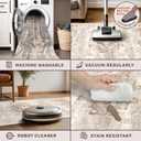 Washable Neutral Farmhouse Large Entryway Rug, 3x5 Area Rugs for Kitchen, Bedroom, Laundry Room, Nursery Room, Boho Vintage Floral Non-Slip Throw Rug Low Pile Stain Resistant (3x5 Beige/Latte)