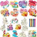 HOWAF 24 Pack Valentine's Day Cards For Kids School, Punny Valentines Day Cards Wooden Crafts Kit for Kids School, Valentine Class Gifts Exchange, Valentine Party Favors for Kid Boys Girls