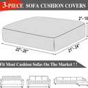 LA MEACK Couch Cushion Covers Seat Cushion Cover Stretch Couch Cover Separate Sectional Sofa Slipcovers Furniture Protector(3 Pieces for Seat or Sofa Backrest, Light Grey)