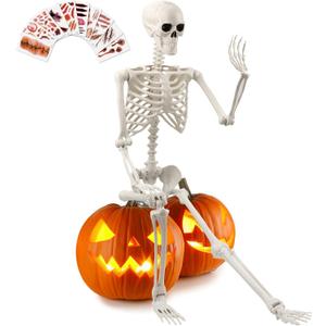 5.4 FT Giant Skeletons for Halloween, Life Full Size Skeleton with Movable Posable Joints for Halloween Decor Outdoor Haunted House Party Decoration