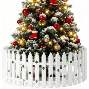 Christmas Tree Fences 24PCS: Sticker DIY Christmas Tree Gate White Picket Fence for Xmas Holiday Party Decor Garden Home Office, Inches (24pcs-8.6ft)