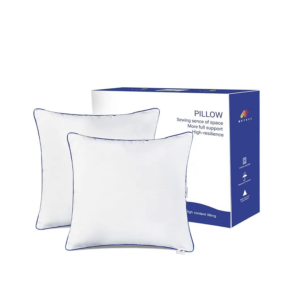 18.2x18.2 Pillow Inserts Set of 2 Indoor Decorative Bed and Couch Square Soft Throw Pillow,White
