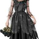 Morph Kids Gothic Witch Costume For Girls - Black Witch Dress For Kids - Spooky Halloween Outfit For Girls (10-12 years) L