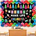 Pasimy Reading Bulletin Board Set Books Make Life Colorful Classroom Decoration Inspirational Motivational Reading Cutouts with Colorful Paper Fans for Back to School Library Decor(Books)