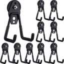 Landhoow 10 Pcs Large Magnetic Hooks Heavy Duty Garage Magnet Hooks Strong Storage Utility Magnetic Hangers with Anti Slip Rubber Coating for Indoor and Outdoor Hanging (Black)