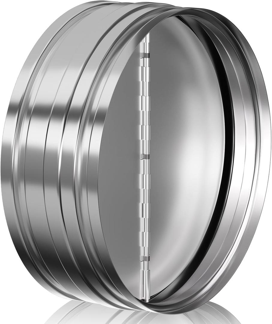[Upgraded] Hon&Guan 10 Inch Duct Backdraft Damper, One-Way Airflow Ducting Insert Backflow Preventer Duct Draft Blocker, HVAC Inline Fan Vent (Sliver)