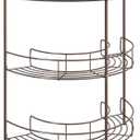 Lavish Home Pedestal Sink Organizer - Compact Under Sink Rack with 2 Storage Shelves and Towel Holder - Space Saving Bathroom Storage (Bronze)