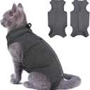 SUNFURA Recovery Suit, Onesie for Cats After Surgery, Breathable Surgical Spay Suit for Abdominal Wounds Skin Diseases, E-Collar Alternative Surgery Shirt Anti Licking, Grey L