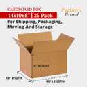 Partners Brand 14x10x8 Corrugated Cardboard Boxes, 14"L x 10"W x 8"H, Pack of 25 | Shipping, Packaging, Moving, Storage Box for Business, Strong Wholesale Bulk Boxes 14x10x8