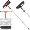 Chabatree Window Squeegee Cleaner Set 2-in-1 Window Cleaning Tool with Extendable Pole, Window Cleaning kit with Bendable Head for Indoor & Outdoor Glass for Car Indoor Outdoor High WindowsKit2.0