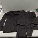 PRETTYGARDEN Women's 2 Piece Sets 2026 Fall Casual Textured Button Down Shirt Wide Leg Pants Outfits Loungewear Tracksuit (Medium, Black)