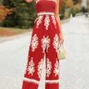PRETTYGARDEN Women's Summer Boho Jumpsuits One Piece Beach Vacation Outfits Spaghetti Strap Wide Leg Pants Rompers (Red Apricot Floral,XX-Large) Red