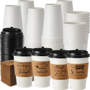 48 Sets 16oz Inspirational Christian Bible Verse Coffee Cups with Lids and Sleeves Religious Christian Paper Hot Coffee Cups for Church Religion Party Favor Sunday School Church Baptism 48 Sets 16oz Inspirational Christian Bible Verse Coffee Cups with Lids and Sleeves Religious Christian Paper Hot Coffee Cups for Church Religion Party Favor Sunday School Church Baptism