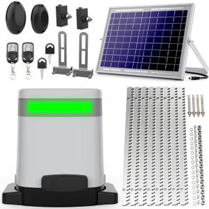 Bltezeit 1400lb Sliding Gate Opener, Solar Power | WiFi Control | Built-in Battery Backup, Rack Driven Automatic Slide Gate Motor with Remote Complete Kits (Solar Panel & Racks Incl.)