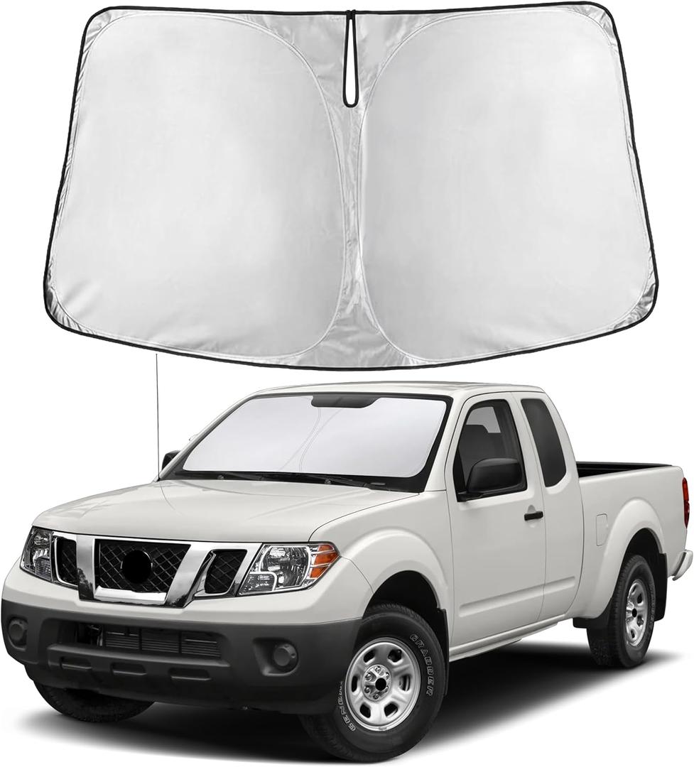 EcoNour Windshield Sunshade Compatible for Nissan Frontier 2006-2019 2020 2021, Sun Visor for Front Windshield & Window Sun Shade Cover, UV Heat Blocker & Protector, Car Accessories