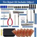Tire Repair Kit, 68pcs Heavy Duty Tire Plug Kit, Universal Tire Repair Tools Flat Tire Puncture Repair for Car, Motorcycle, Truck, SUV, RV, ATV, Tractor, Trailer Fix Punctures and Plug Flats Patch Kit