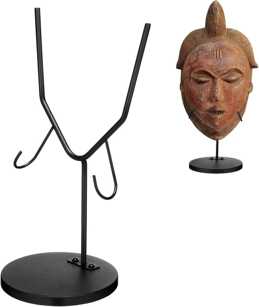 U Style Adjustable Metal Display Stand for Masks, Sculptures and Artifacts with Detachable Base for Egyptian, Roman, Greek, Pre Columbian Collectibles(1 Pcs,12 Inch Height)