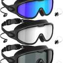 NSSIW Goggles Swimming Adult Swim-Goggles: Wide View with UV400 Protection Anti Fog No Leak for Men and Women 3 Pack (06 Blue & Silver & Gray)