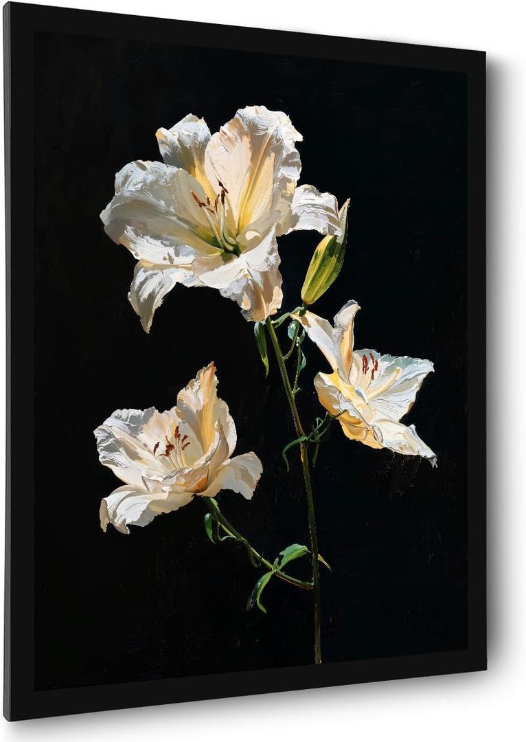 Bathroom Wall Art Prints Canvas Art Wall Decor Framed Vintage Wall Art Decor Pictures for Bathroom 8x10 Inchs Black and White Flowers Wall Art Decorations Botanical Hallway Over Bed Wall Art Decor (HD02)