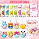 Jumlys Valentines Day Gifts for Kids, 32 Packs Valentines Day Cards with Donut Stress Ball Keychains, Valentine Day Party Favors for Boys Girls, Ideal Exchange Cards for Classroom