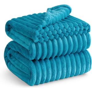 Bedsure GentleSoft Teal Fleece Blanket for Couch - Cozy Soft Blankets for Women, Cute Small Throws for Girls, 90x90 Inches