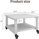 Natwind 2 Tier Laser Printer Stand,19.7''x19.7''x12.6'' Large Printer Table Copier Stand Under Desk,Heavy Duty Rolling Cart with Paper Storage Shelf,Printer Holder on Wheels for Home Office (White)