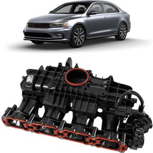 Engine Intake Manifold with Solenoid Valve & Sensor Compatible with VW Jetta/Beetle/Passat/Golf/SportWagen 1.8L 2.0L 2013-2019 Replace 06L133201AS 06L133201AB 06L133201FB