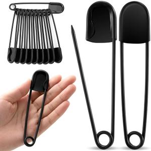 9 x Juexica 10 Pcs Large Safety Pins 5 Inch Jumbo Stainless Steel Safety Pins Heavy Duty Huge for Strong Laundry Upholstery Sewing Quilting Key Rings Craft Outdoor (Black)
