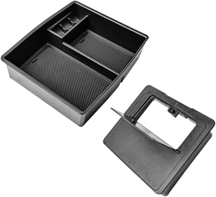 TACOBRO 2PCS Organizer Compatible with Toyota Tacoma 2024 2025 Center Console Accessories, Armrest Secret Compartment Tray Hidden Storage Box, ABS Touch to Open and Close
